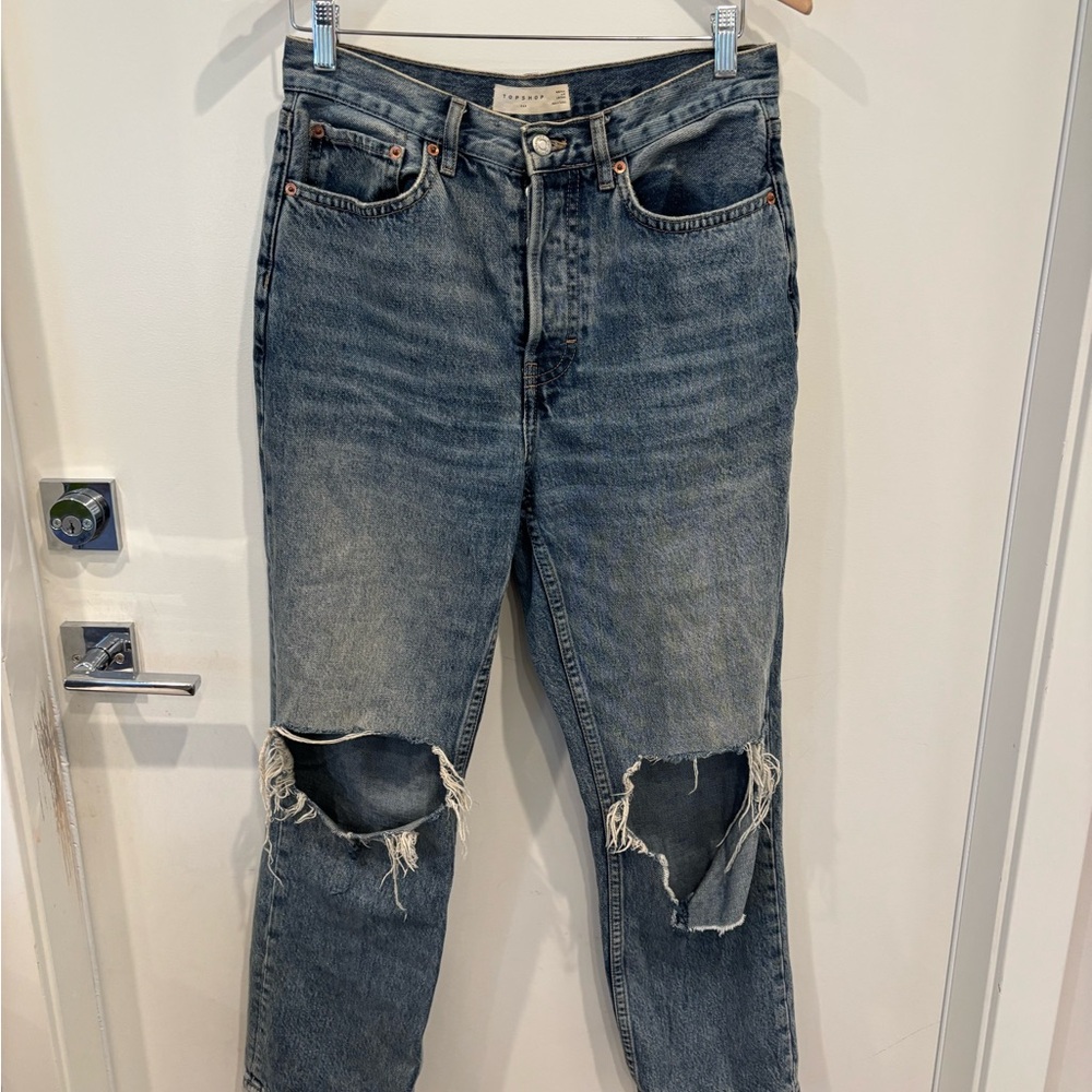 Topshop dad women’s  Relaxed Distressed Denim Jeans